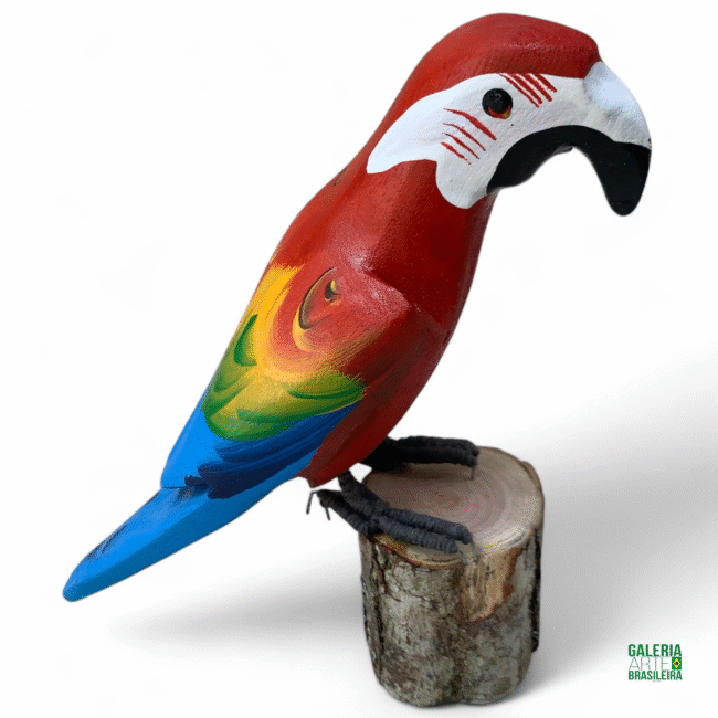 Arara Vermelha em Madeira – Escultura no Tronco - Imagem 4