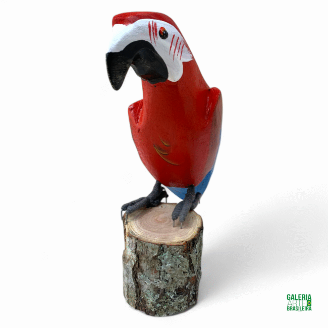 Arara Vermelha em Madeira – Escultura no Tronco - Imagem 3