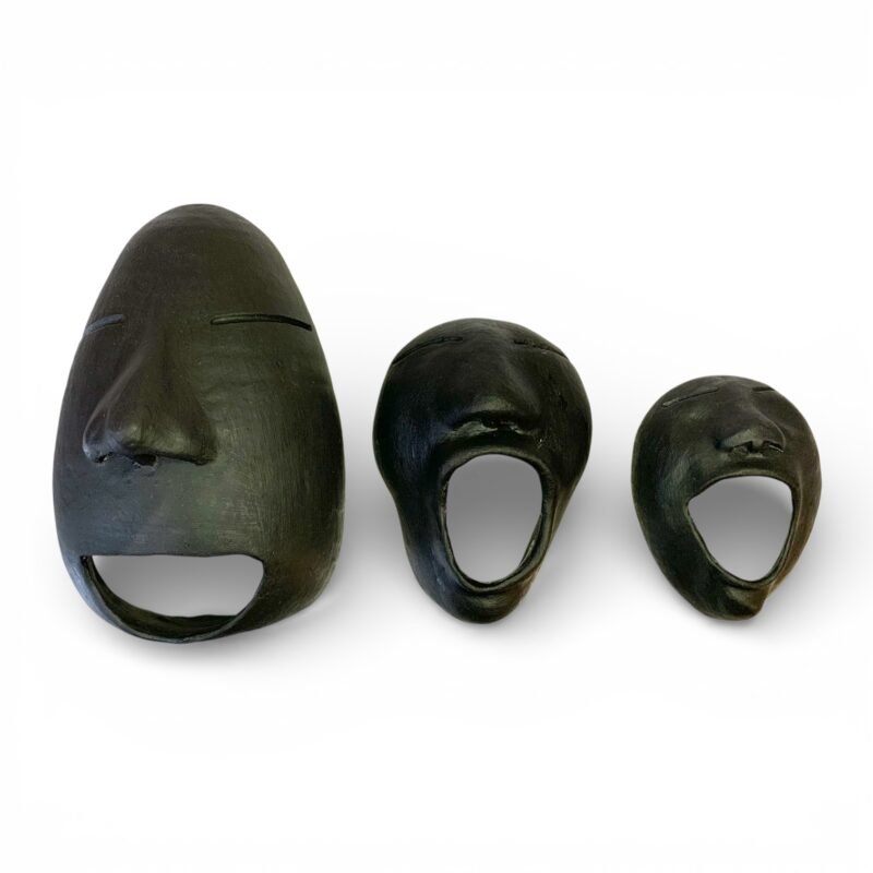 escultura bocejo preto barro