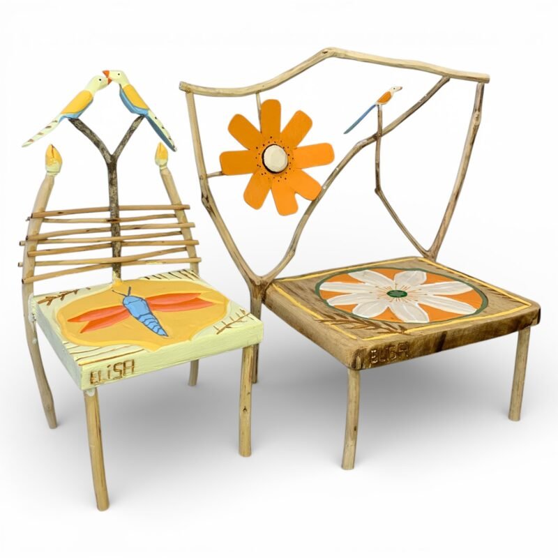 escultura cadeiras decorativas em madeira